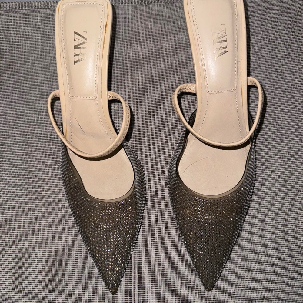 Zara Women's Sparkling Silver Heels - Picture 2 of 5